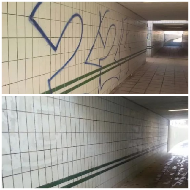 Graffitientfernung Fliesenreinigung